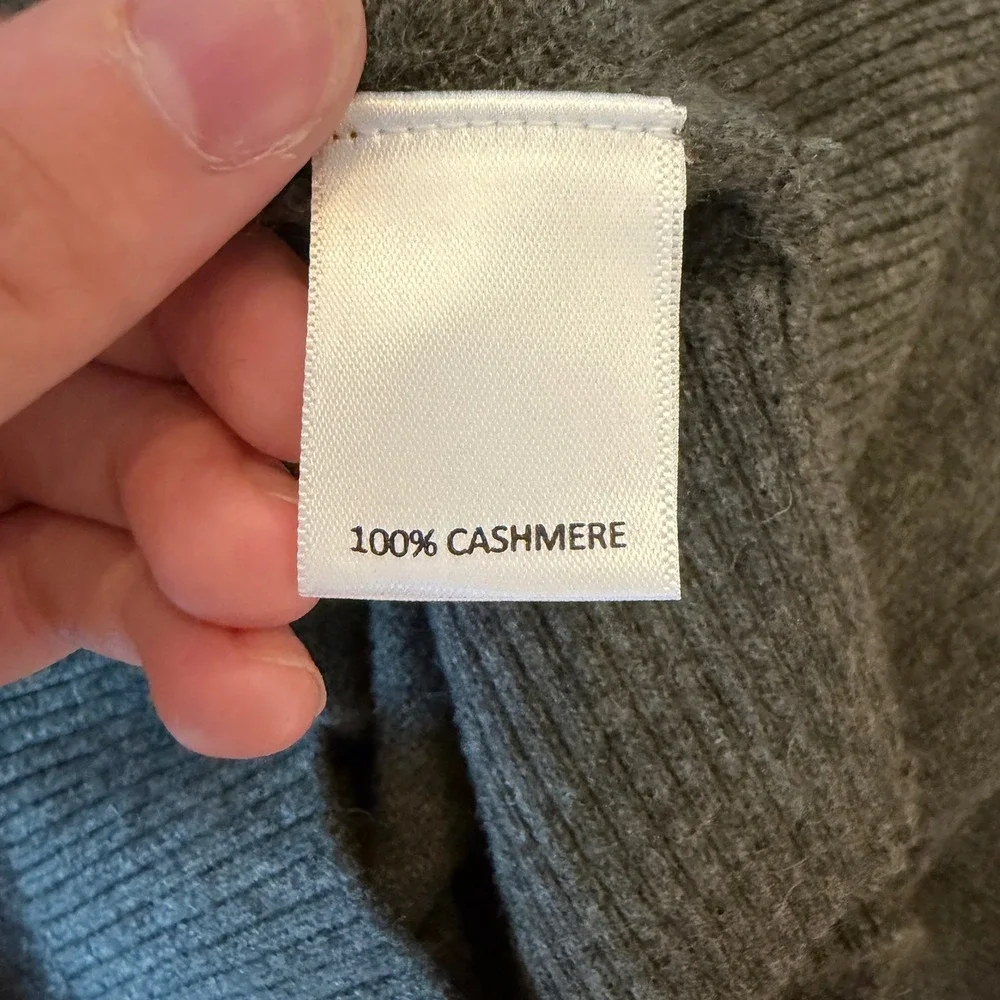 Cremieux 100% Cashmere V-Neck Sweater Mens Medium Olive Heather NWT Classic
